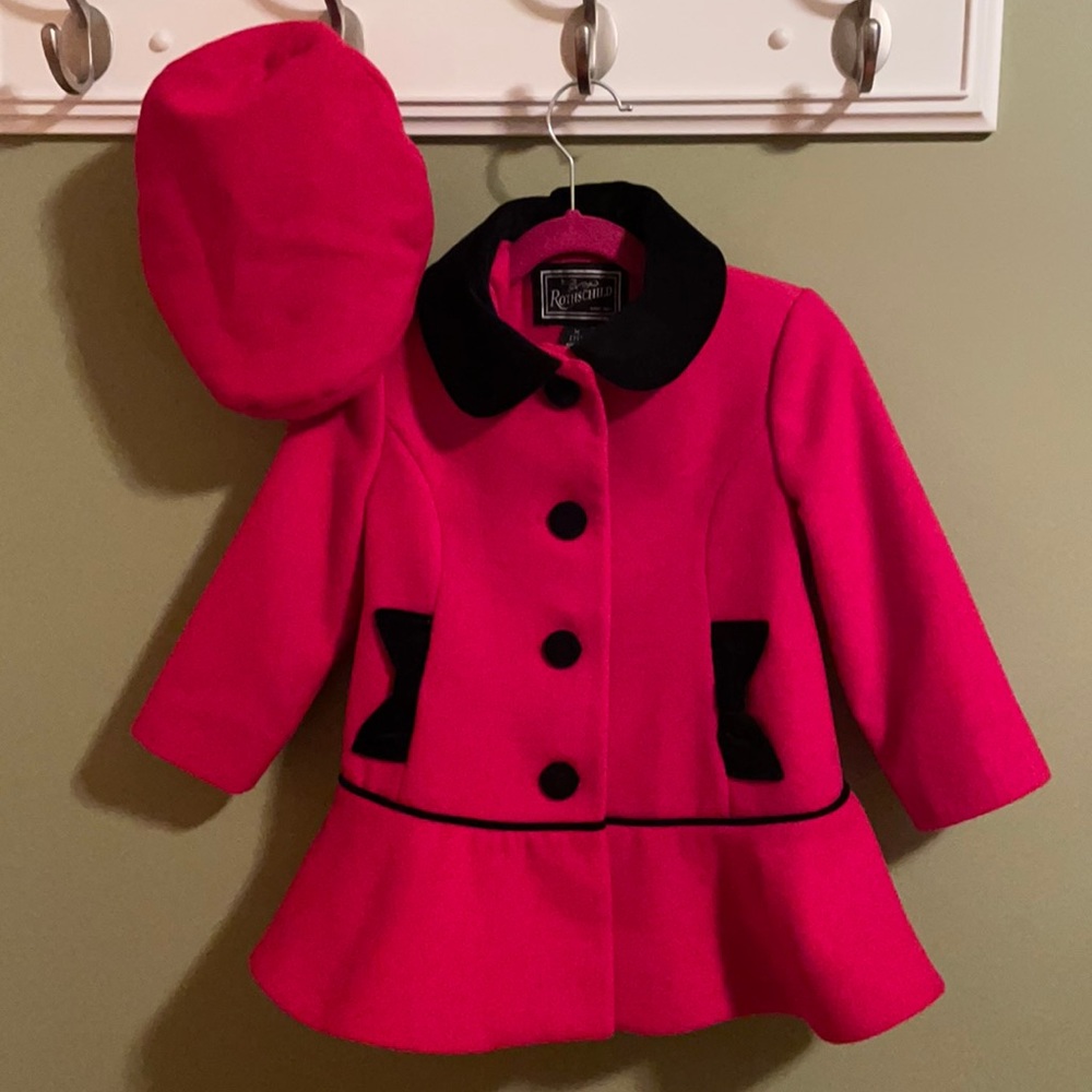 Little girl 3T Red Rothschild coat with hat